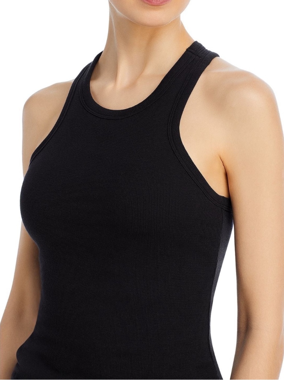 Gently Used Alo Yoga Sz S Black Racerback Ribbed Tank Top Cotton Blend Stetchy - Picture 3 of 8